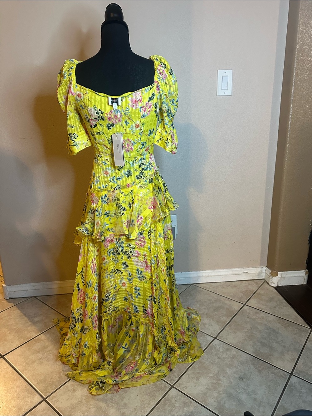 Sunny Yellow Floral Ruffle Maxi Dress - Women